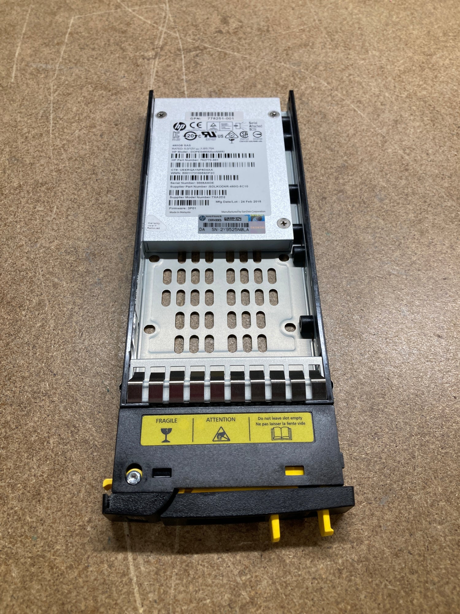 778179-001 HPE 3PAR 480GB 12G 2.5" SAS NON-ADAPTIVE M6710 SSD HDD 2nd :E7W54A: Alt (778251-001) Other //
