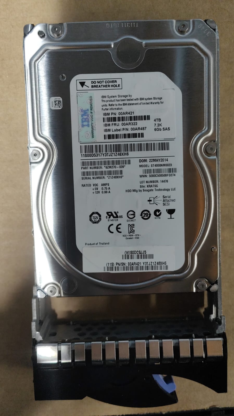 IBM 4TB 3.5'' 7.2K 6G SAS V7000 Gen2 Hard Drive 00AR322 2nd :: Alt (00AR421) Other //