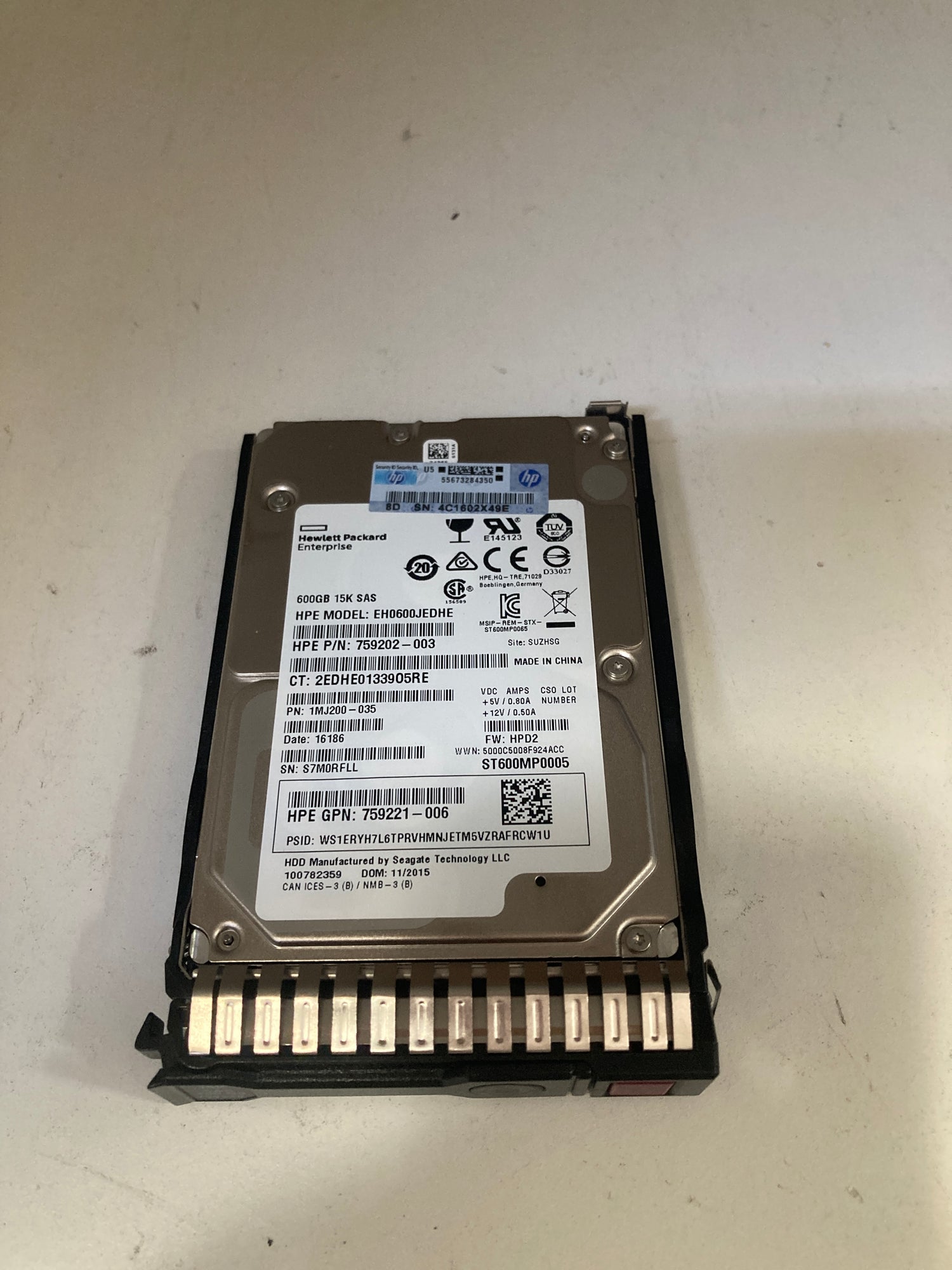 759212-B21 HP SAS 600GB 15K 12Gbps SFF Hard Disk Drive 759548-001 2nd :759548-001: Alt ( ) Other / /