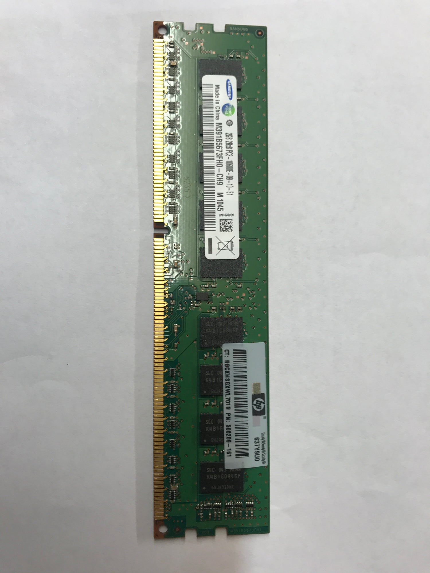 HP 2GB 1X2GB Dual Rank X8 PC3-10600 Unbuffered Memory Kit 595101-001 500209-161 PN:593921-B21 2nd :593921-B21: Alt () Other //