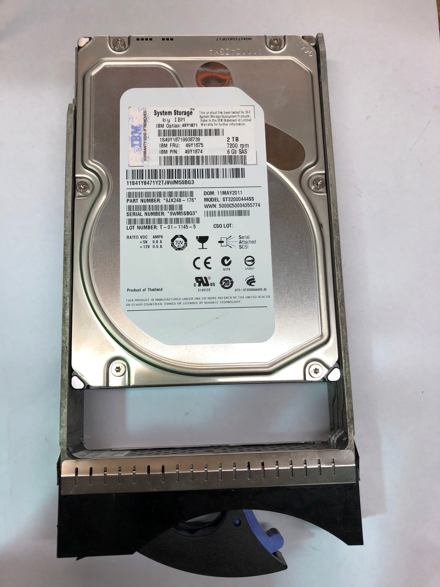 IBM SAS 2TB 7.2K 6G 3.5inch Hard Disk Drive 49Y1874 49Y1875 PN:49Y1871 2nd :49Y1871: Alt () Other //