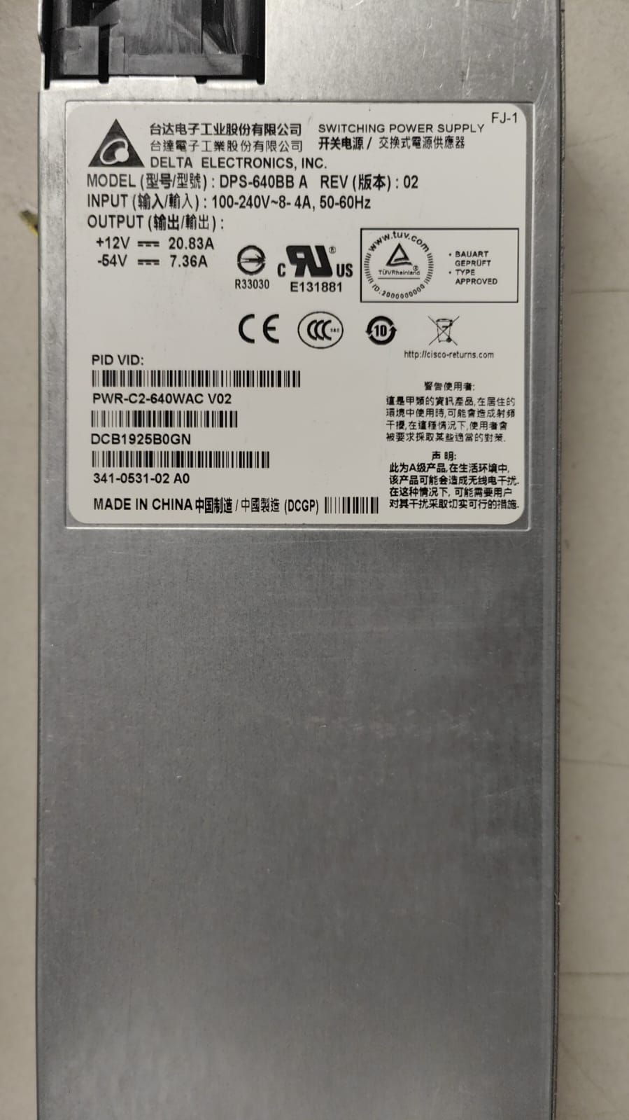 Cisco PWR-C2-640WAC V02 2nd :: Alt () Other //