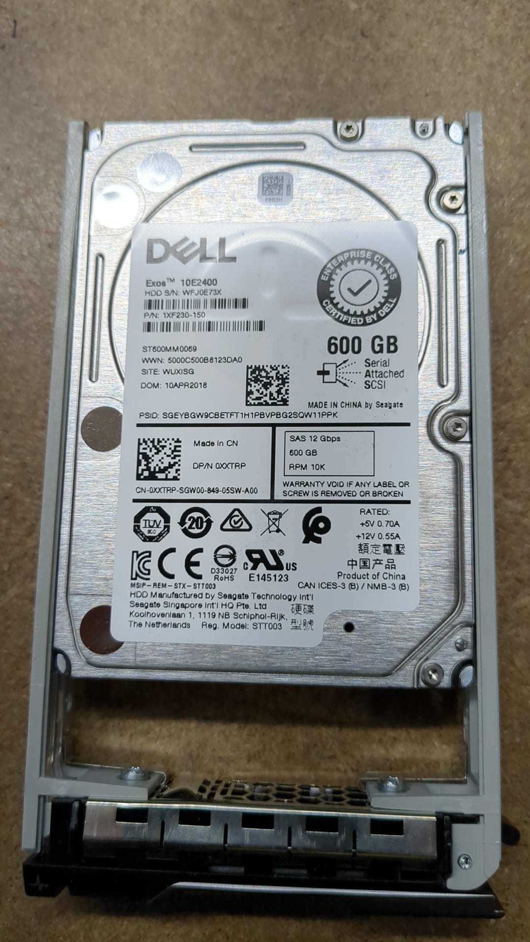 Dell 600GB SAS 10K 2.5 inch 6GBPS PN:XXTRP 2nd :00FK3C: Alt Other //