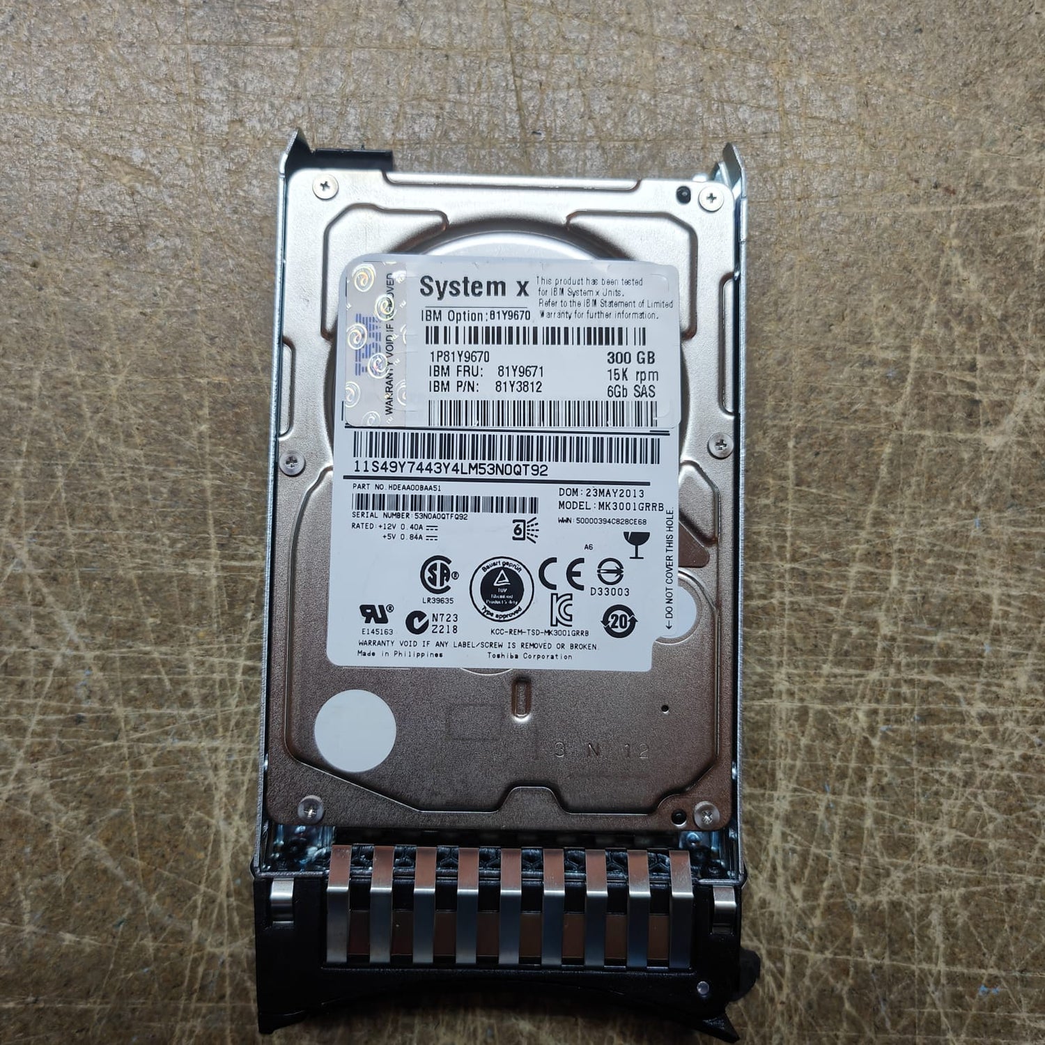 IBM 300GB 15K 6G SAS 2.5inch Hard Disk Drive 49Y7433  PN:81Y9671 2nd :81Y9671: Alt (81Y9671 / 81Y3812 / 81Y9670) Other //