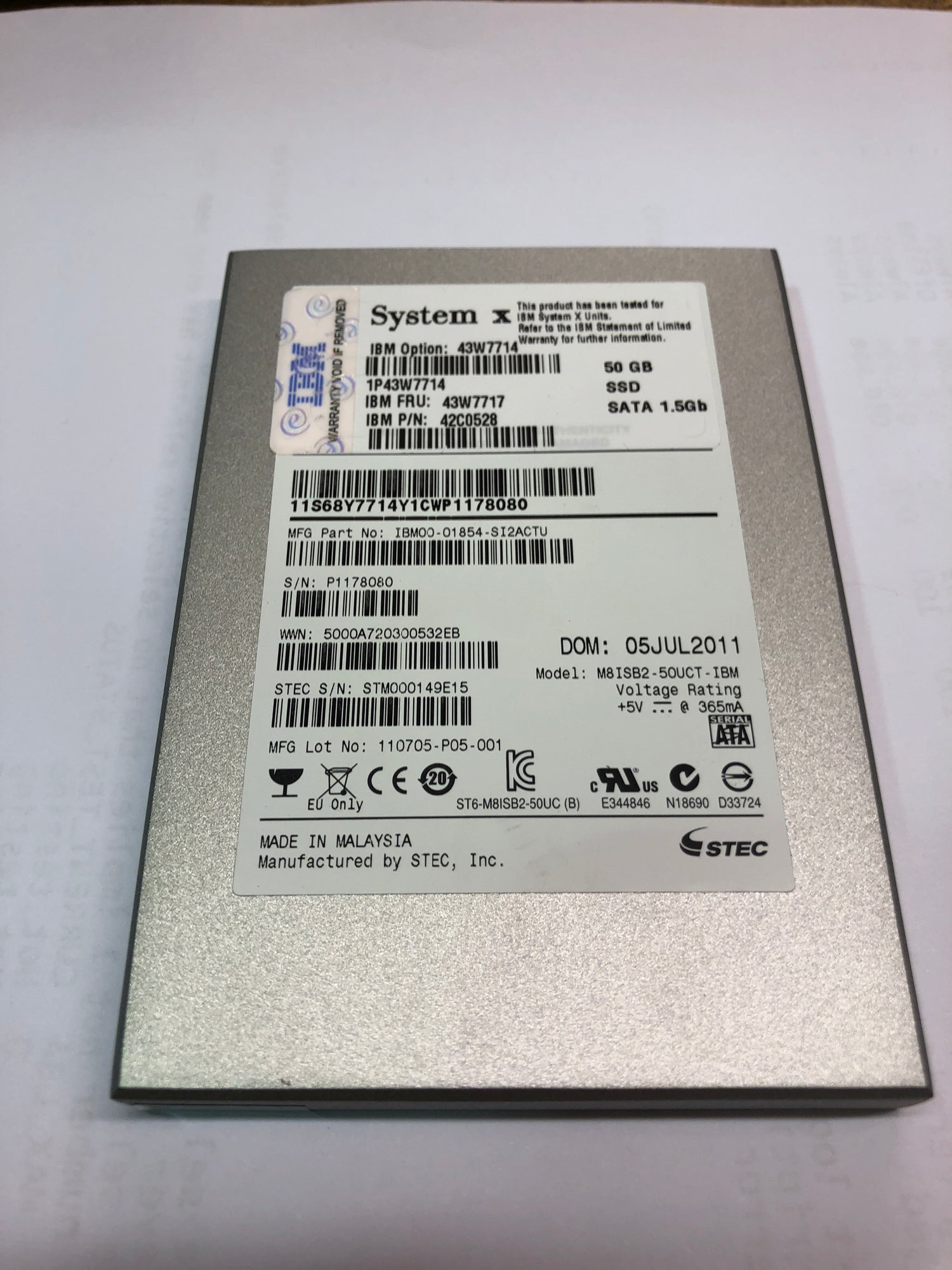 IBM Enterprise SSD 50Gb 2.5inch SATA Hard Drive Disk 43W7717 43W7714 2nd :43W7714: Alt (43W7717 43W7701 43W7717 43W7714 42C0528) Other / M8ISB2-50UC-IBM IBM00-01854/