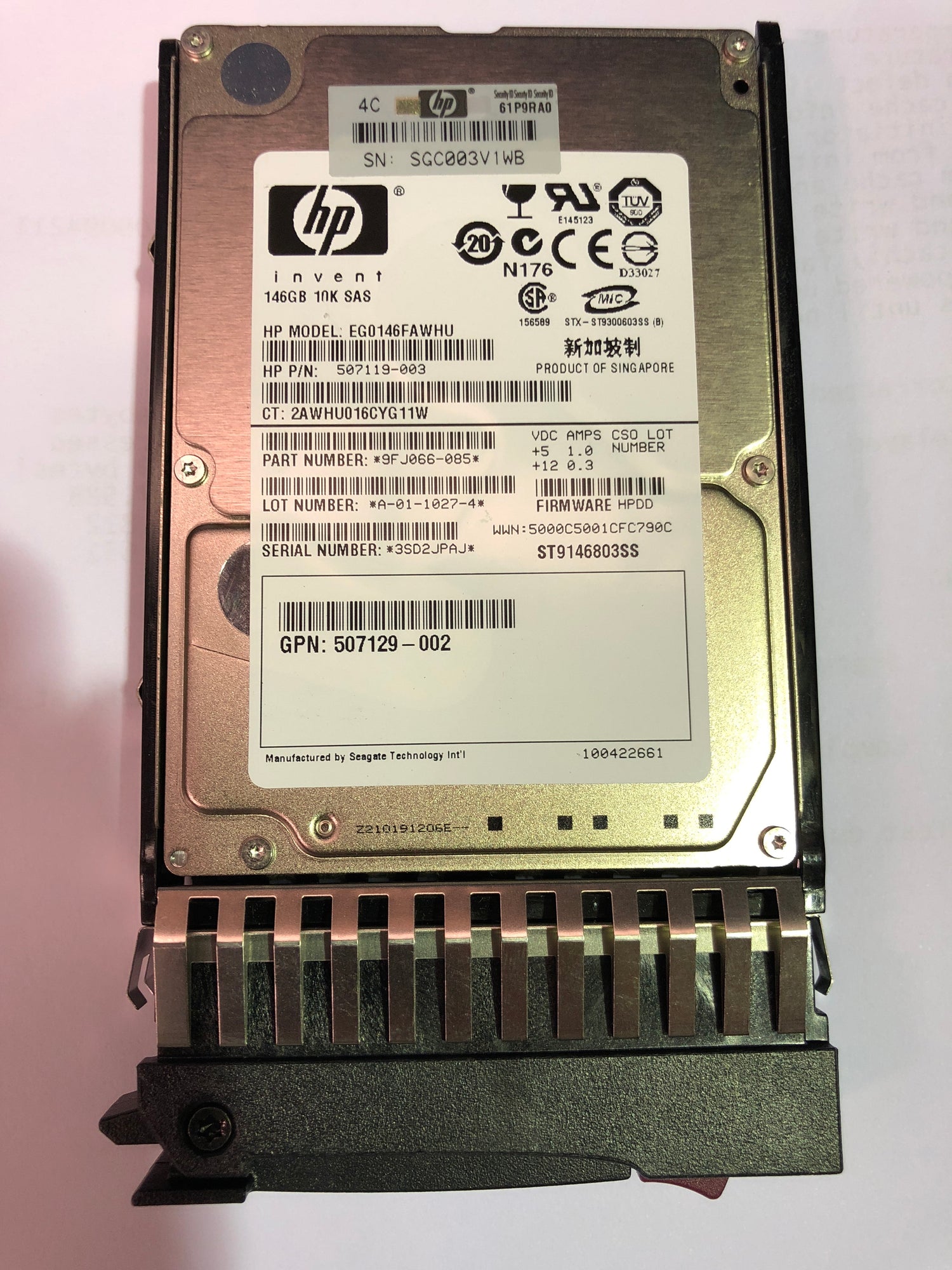 HP SAS 146GB 10K 6G 2.5inch Dual-Port 507283-001 PN:507125-B21 2nd :507125-B21: Alt () Other //