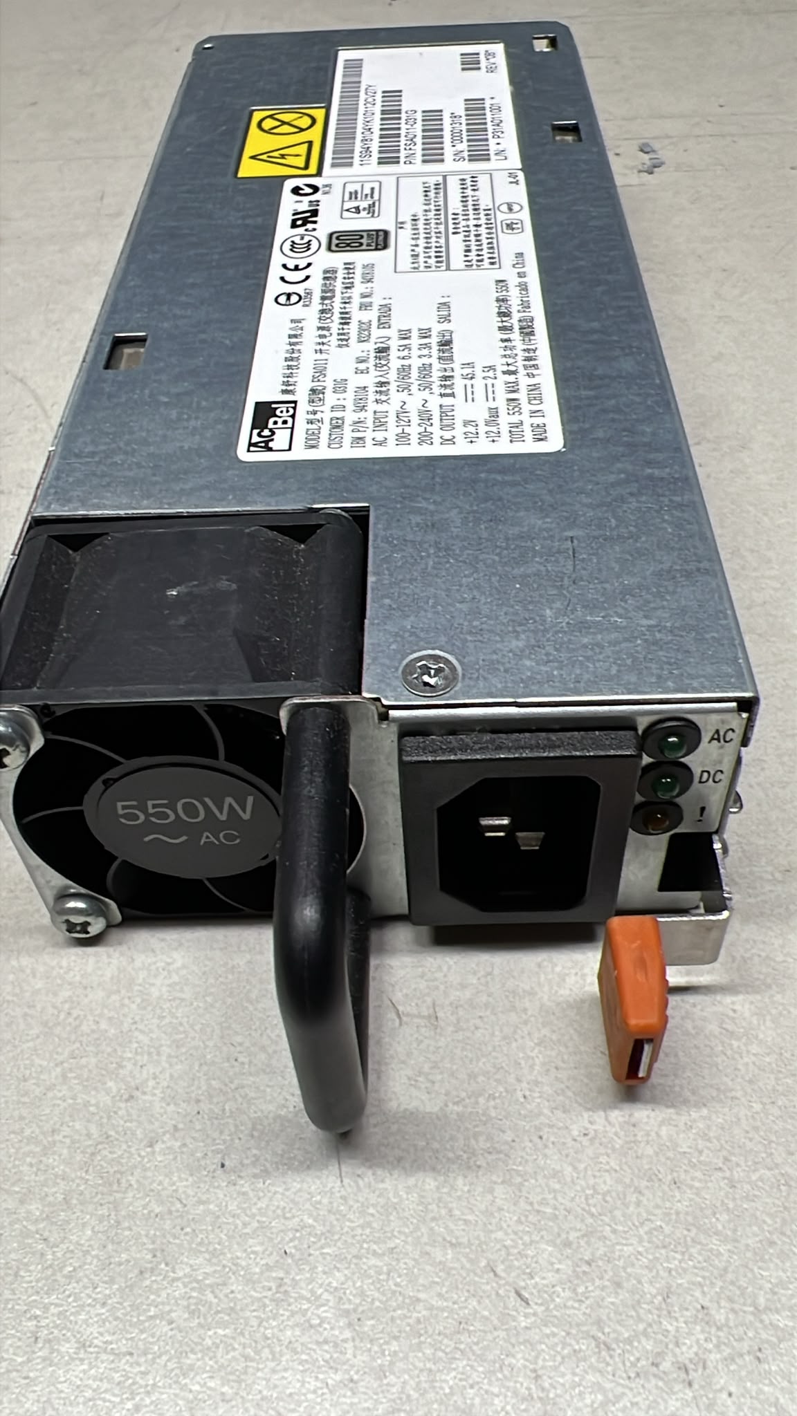 IBM POWER SUPPLY 550W 80 PLUS PLATINUM HOT SWAP FOR X3550 M4 PN:94Y8105 2nd :: Alt (FSA011-031G 94Y8104) Other //