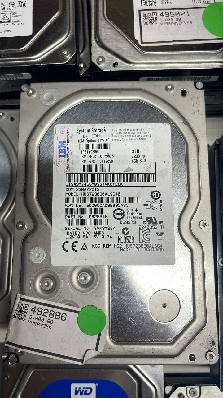 IBM 3TB SAS 7.2K 3.5inch Hard disk drive 81Y9886 81Y9890 PN:81Y9878 2nd :81Y9878: Alt () Other //