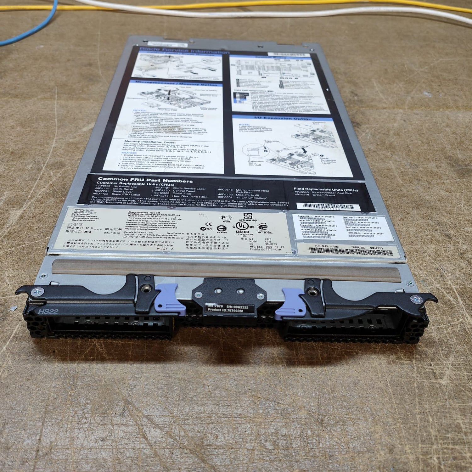 IBM HS22 Intel Xeon X5560 2.8GHz Blade Server PN:7870-C3M 2nd :7870-C3M: Alt () Other //