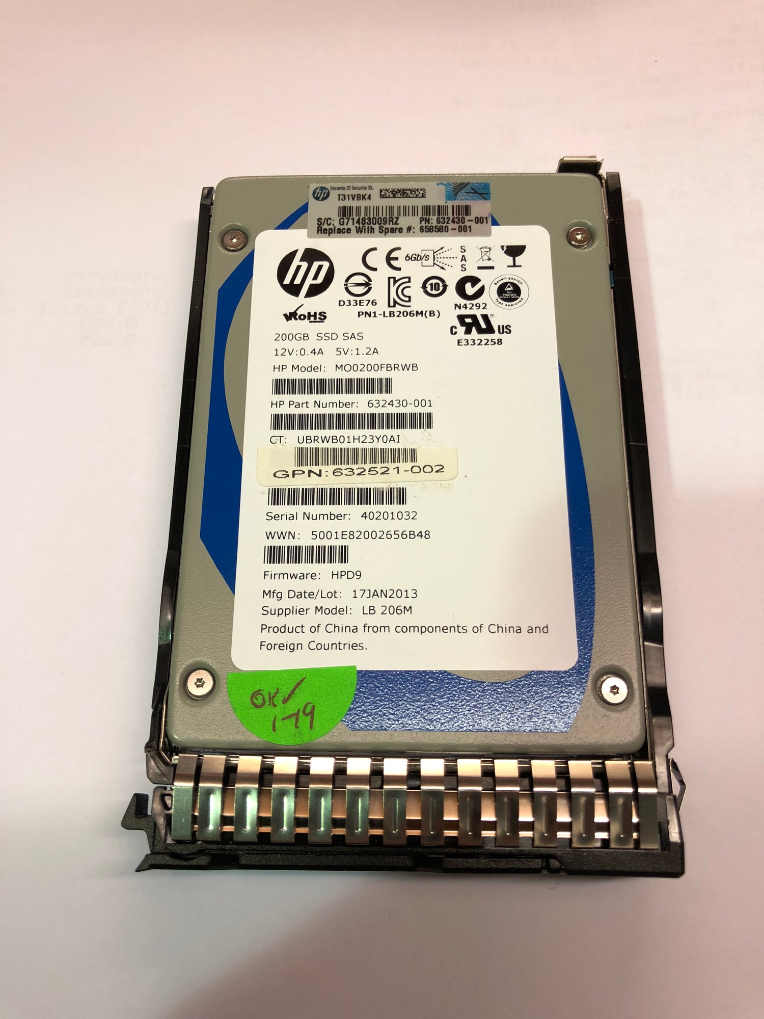 HP 200GB SAS MLC SSD 2.5inch  Disk Drive 658580-001 632340-001  PN658478-B21 2nd :658478-B21: Alt () Other //