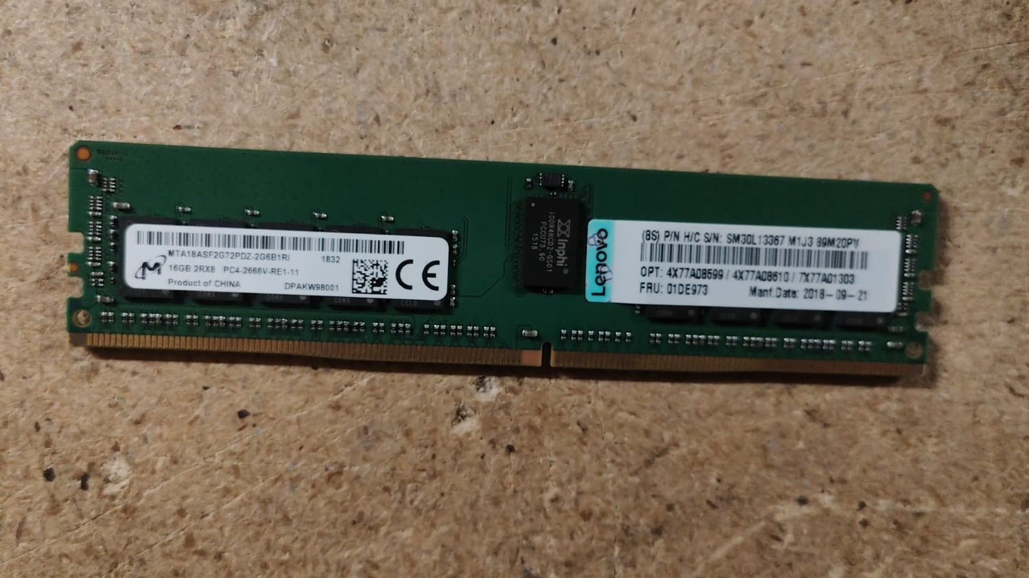 01DE973 Lenovo 16GB PC4-21300V DDR4-2666V 2RX8 ECC  2nd :: Alt () Other //
