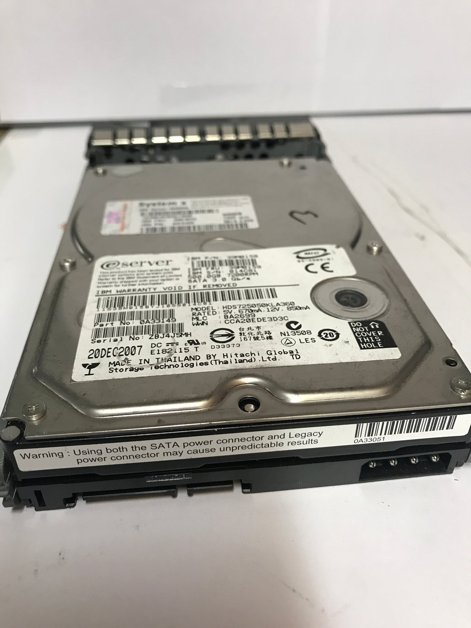 IBM 500GB 7.2K 3Gbps SATA HDD 39M4533 2nd :39M4533: Alt () Other //