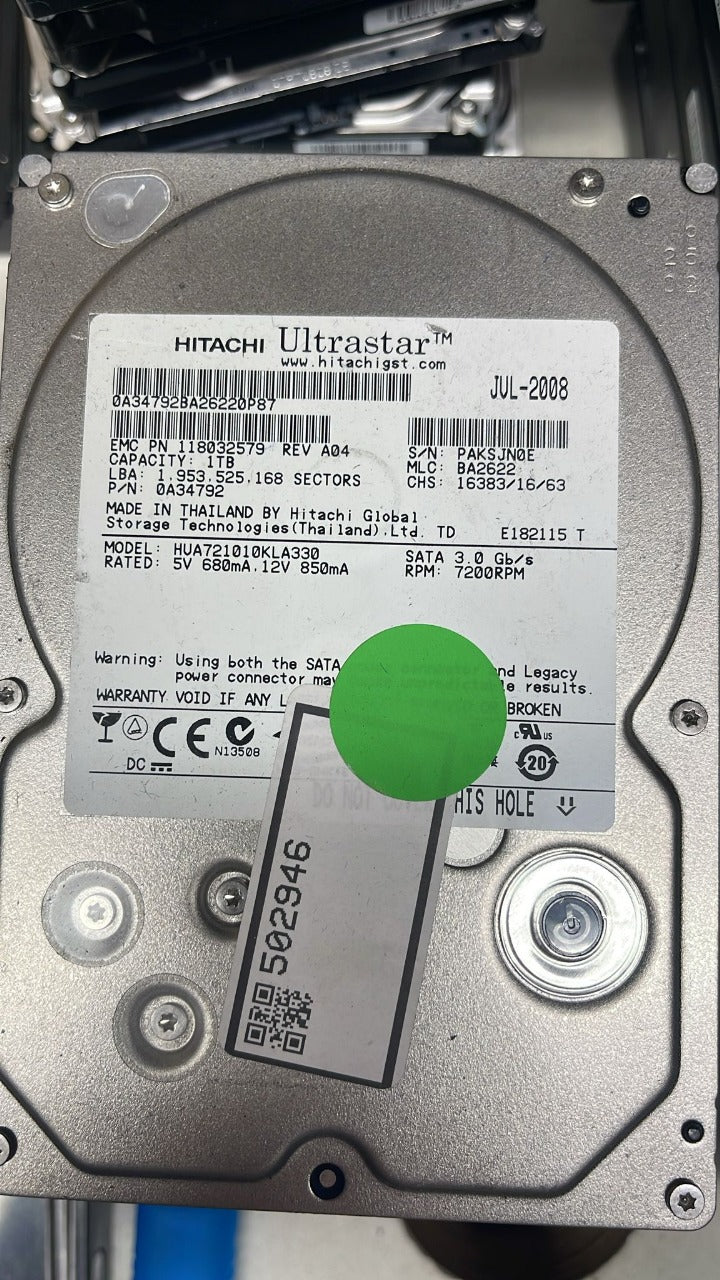 EMC Hitachi 1TB 7.2K SATA 3.5 Internal Hard drive HDD 50448797 HUA721010KLA330 PN:0A34792 2nd :0A34792: Alt (0050448797) Other /118032579/