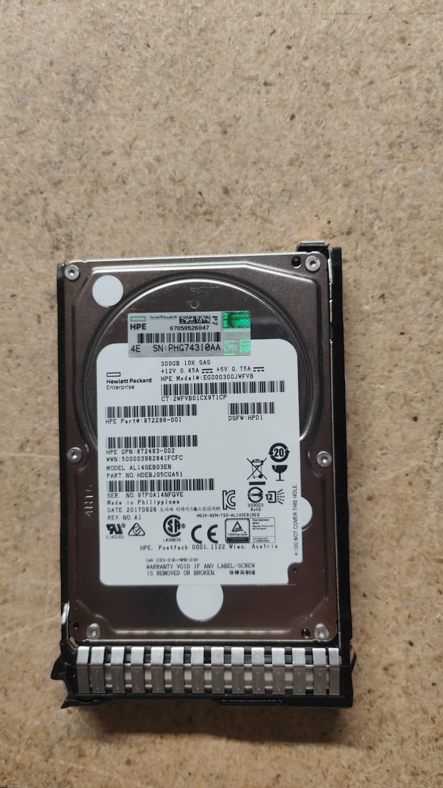 HP 785067-B21 300GB 12G SAS 10K rpm SFF 2.5 SC Hard Disk Drive 785410-001 2nd :785410-001: Alt (872735-001,) Other /872286-001 AL14SEB03EN HDEBJ05CGA51/