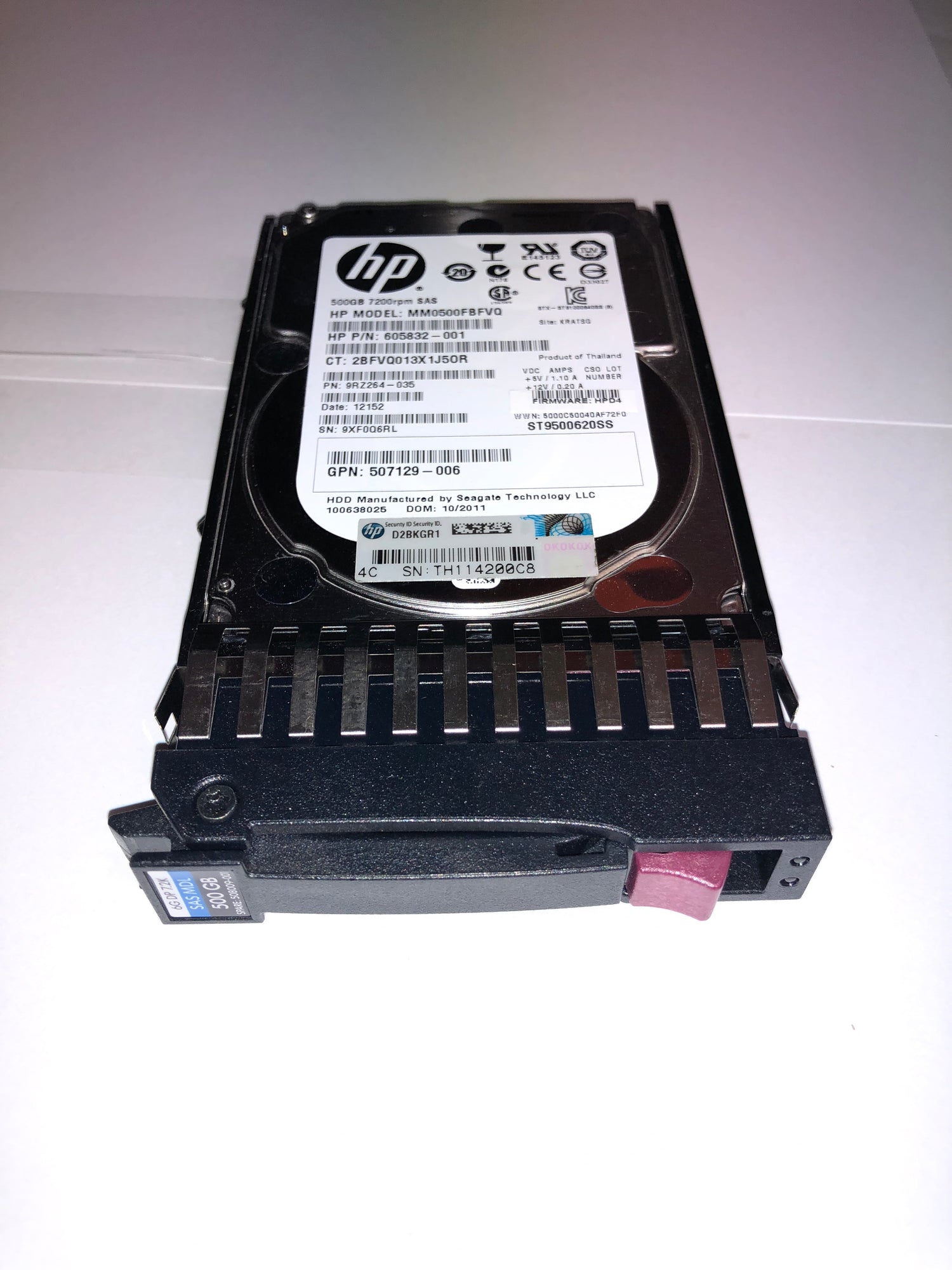 HP 500GB SAS 7.2K 2.5inch 6G DP MDL Hard Disk Drive  508009-001 PN:507610-B21 2nd :507610-B21: Alt ( 507610-B21 remove caddy ) Other //