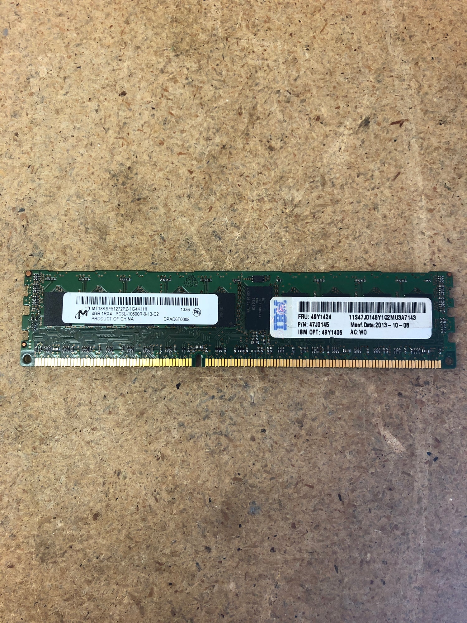 IBM 4GB 1Rx4 PC3L-10600R Memory Module 49Y1424 2nd :47J0145: Alt (49Y1406) Other //