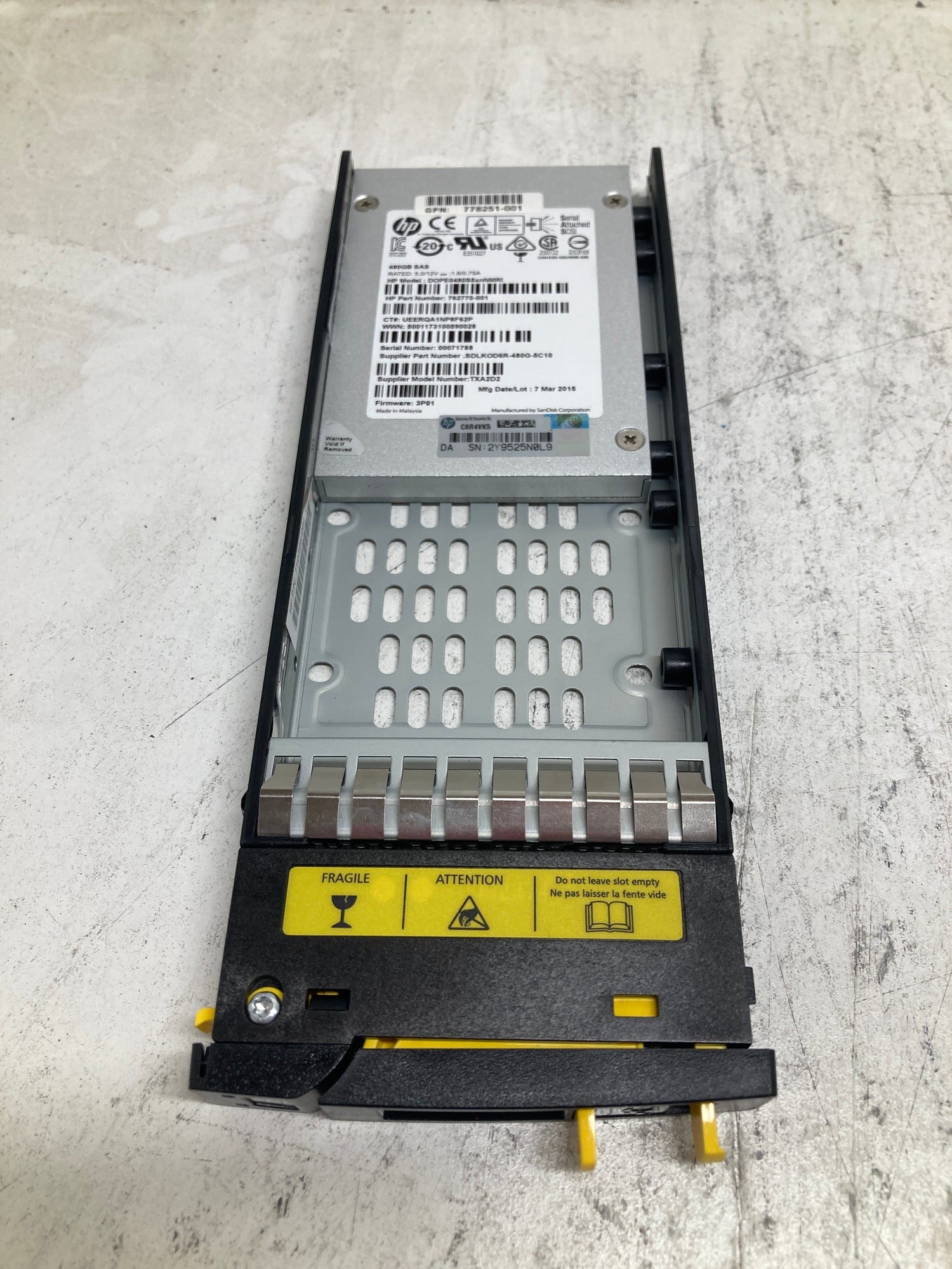E7W54A HP 3PAR 480GB SSD SAS 2.5" Hard Disk Drive 2nd :752840-001 752081-002 778179-001: Alt () Other //