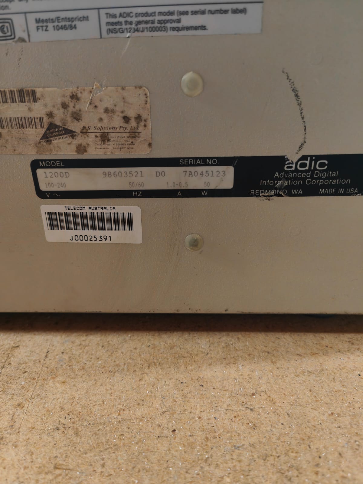 1200D ADIC  DAT AUTO CHANGER 2nd :98603521: Alt (  ) Other //