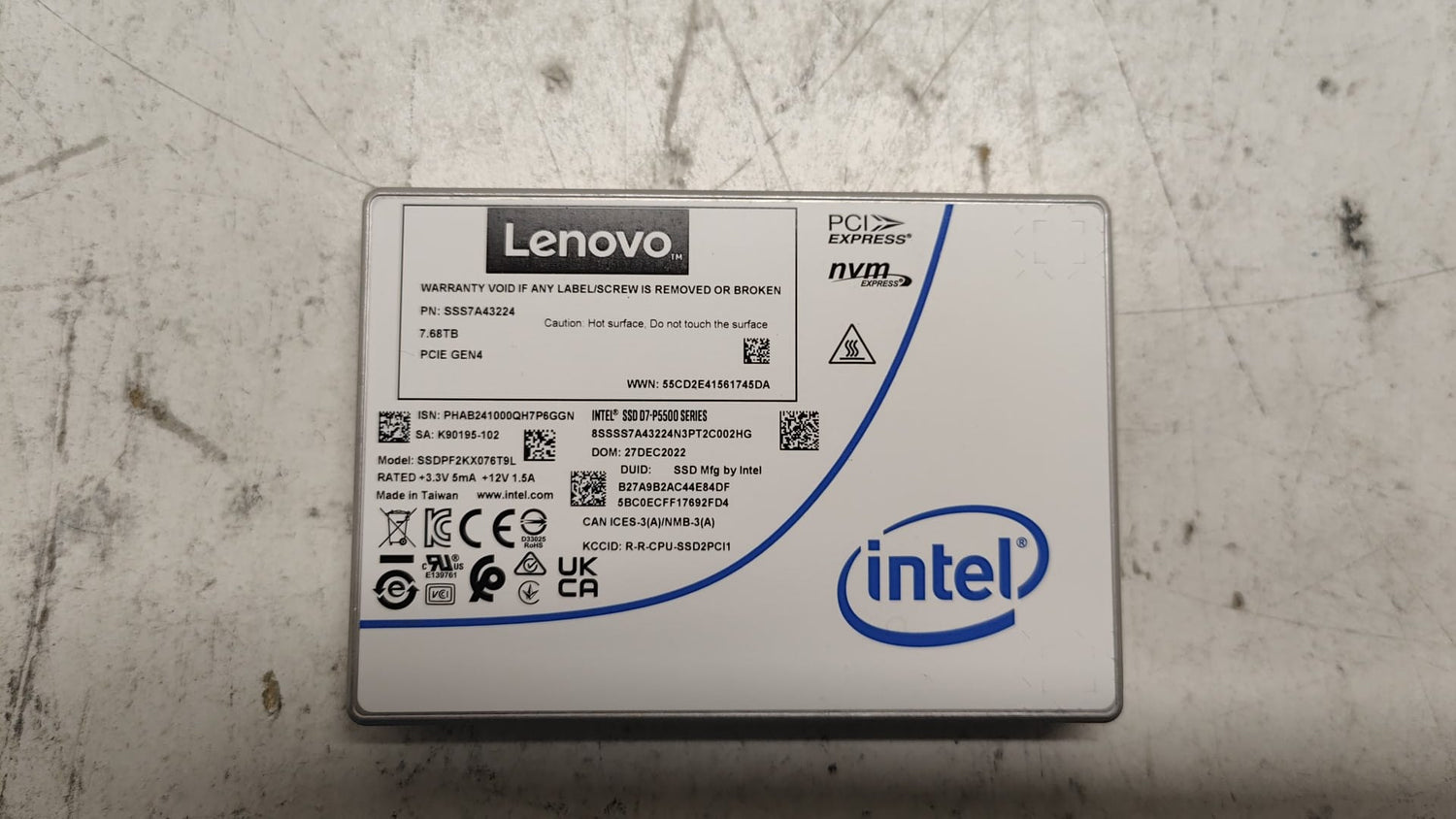 New Lenovo Thinksystem (INTEL SSDPF2KX076T9L) 7.68TB NVMe SSD2 Hard Disk Drive 2nd :: Alt () Other /SSS7A43224/